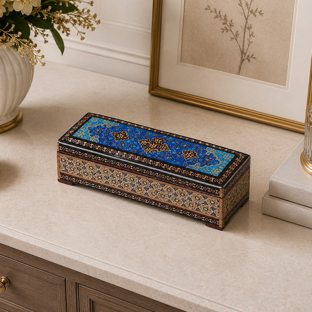 Traditional Motif | Handcrafted Hatem-Inlaid Wooden Box - WAAH089