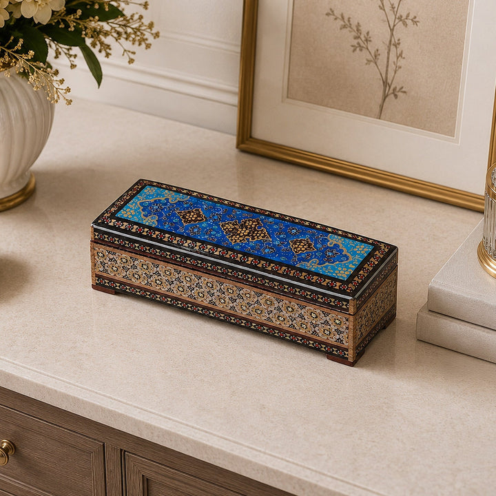 Traditional Motif | Handcrafted Hatem-Inlaid Wooden Box - WAAH089