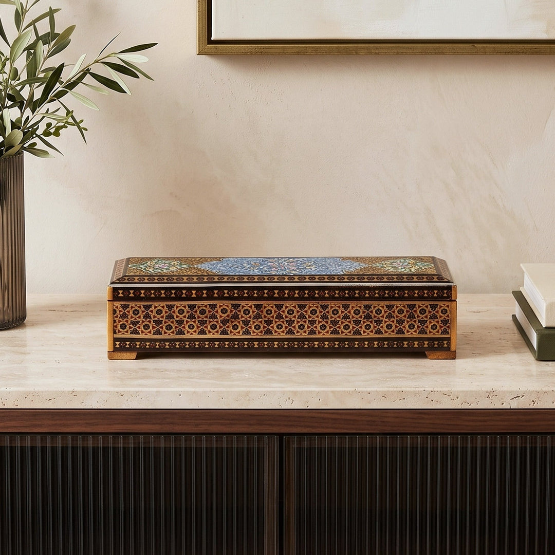 Traditional Motif | Handcrafted Hatem-Inlaid Wooden Box - WAAH104