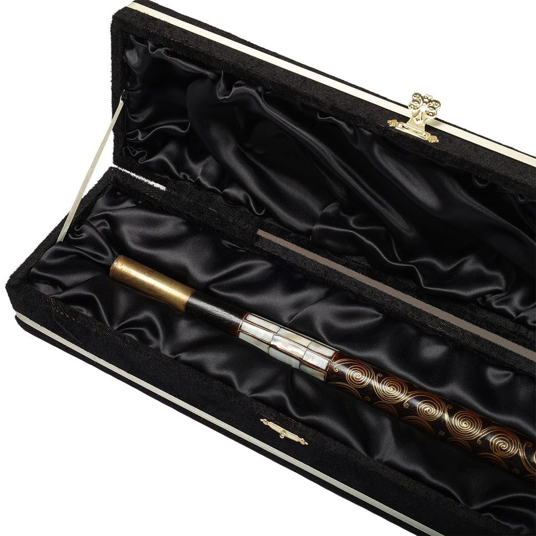 Handcrafted Wooden Walking Cane with Mother-of-Pearl and Copper Wire Inlay, Spherical Handle – WAAH106