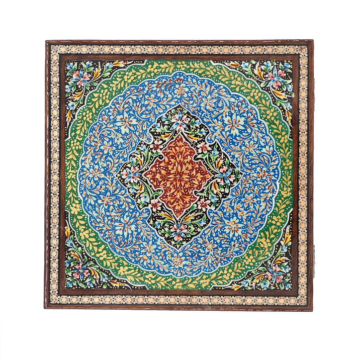Traditional Motif | Handcrafted Hatem-Inlaid Square Wooden Box - WAAH111