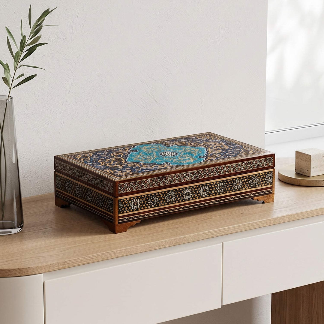 Traditional Motif | Handcrafted Hatem-Inlaid Wooden Box - WAAH118