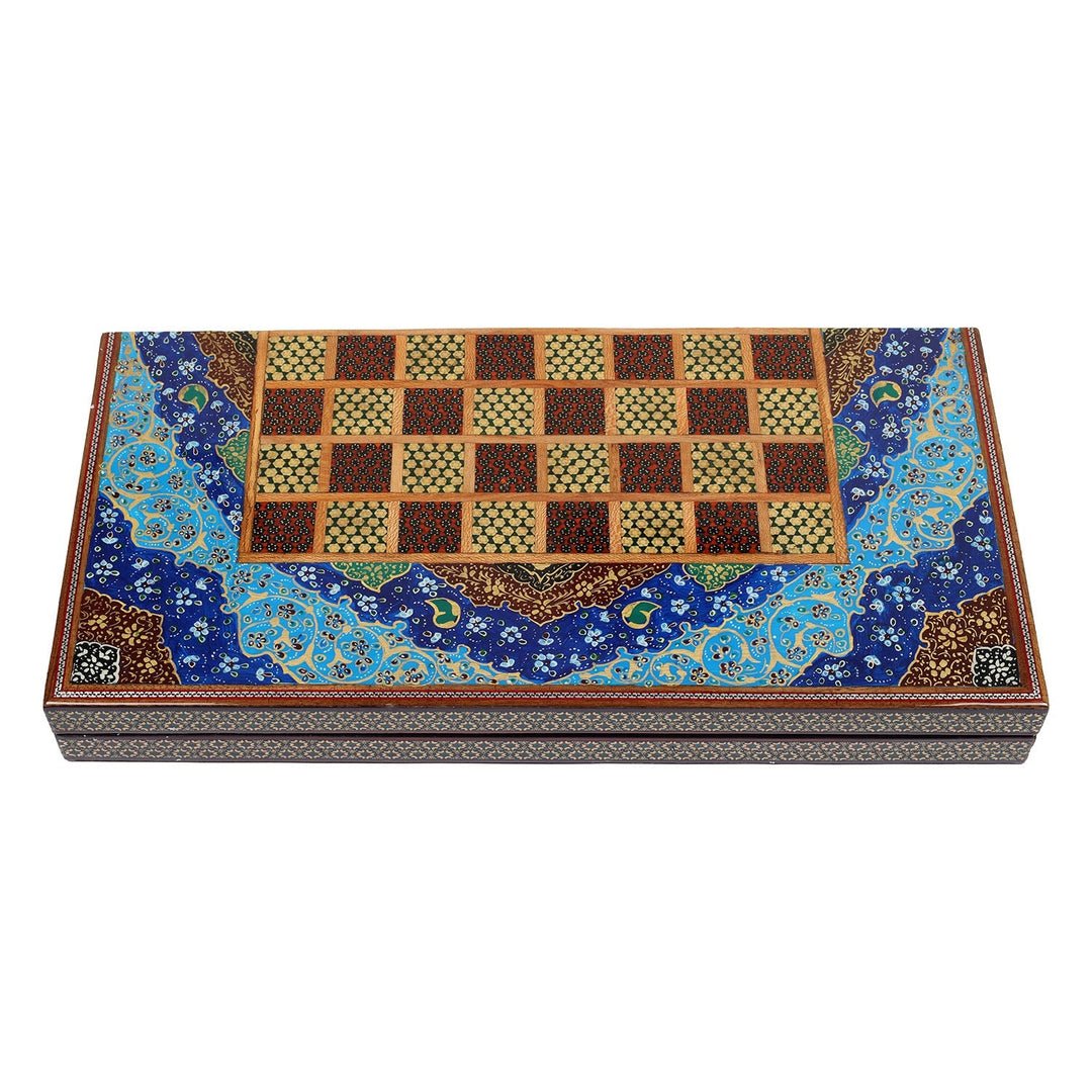 Handcrafted Hatem-Inlaid Wooden Backgammon Set - WAAH138