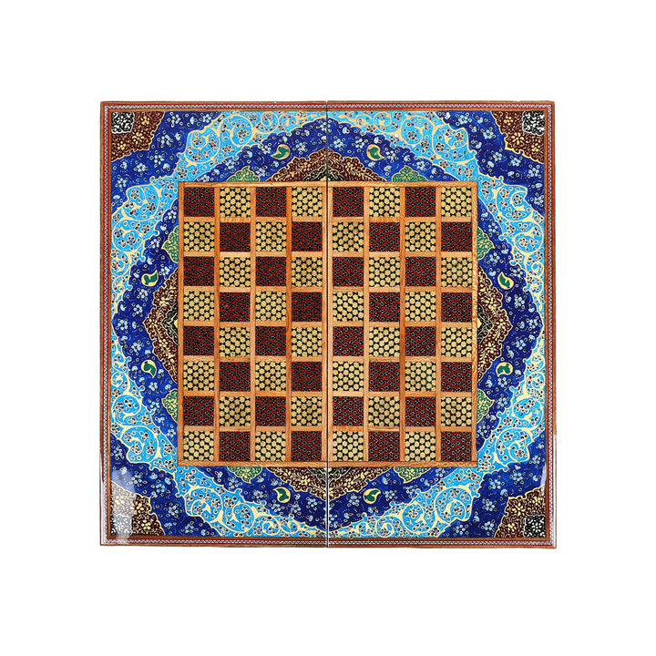Handcrafted Hatem-Inlaid Wooden Backgammon Set - WAAH138