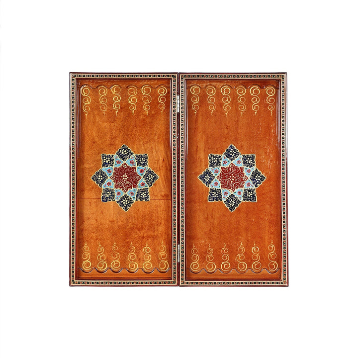 Handcrafted Hatem-Inlaid Wooden Backgammon Set - WAAH139