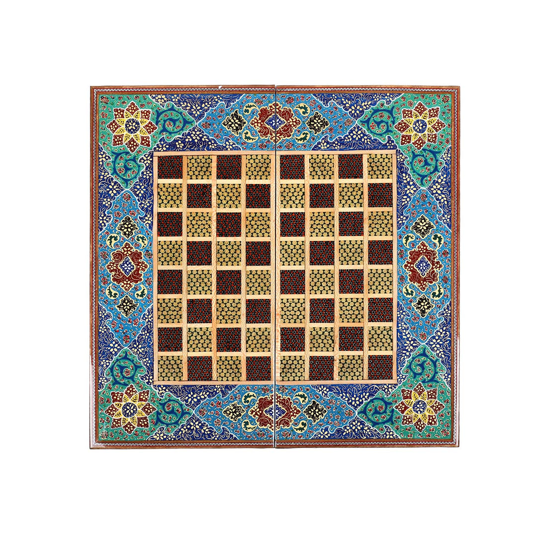 Handcrafted Hatem-Inlaid Wooden Backgammon Set - WAAH140