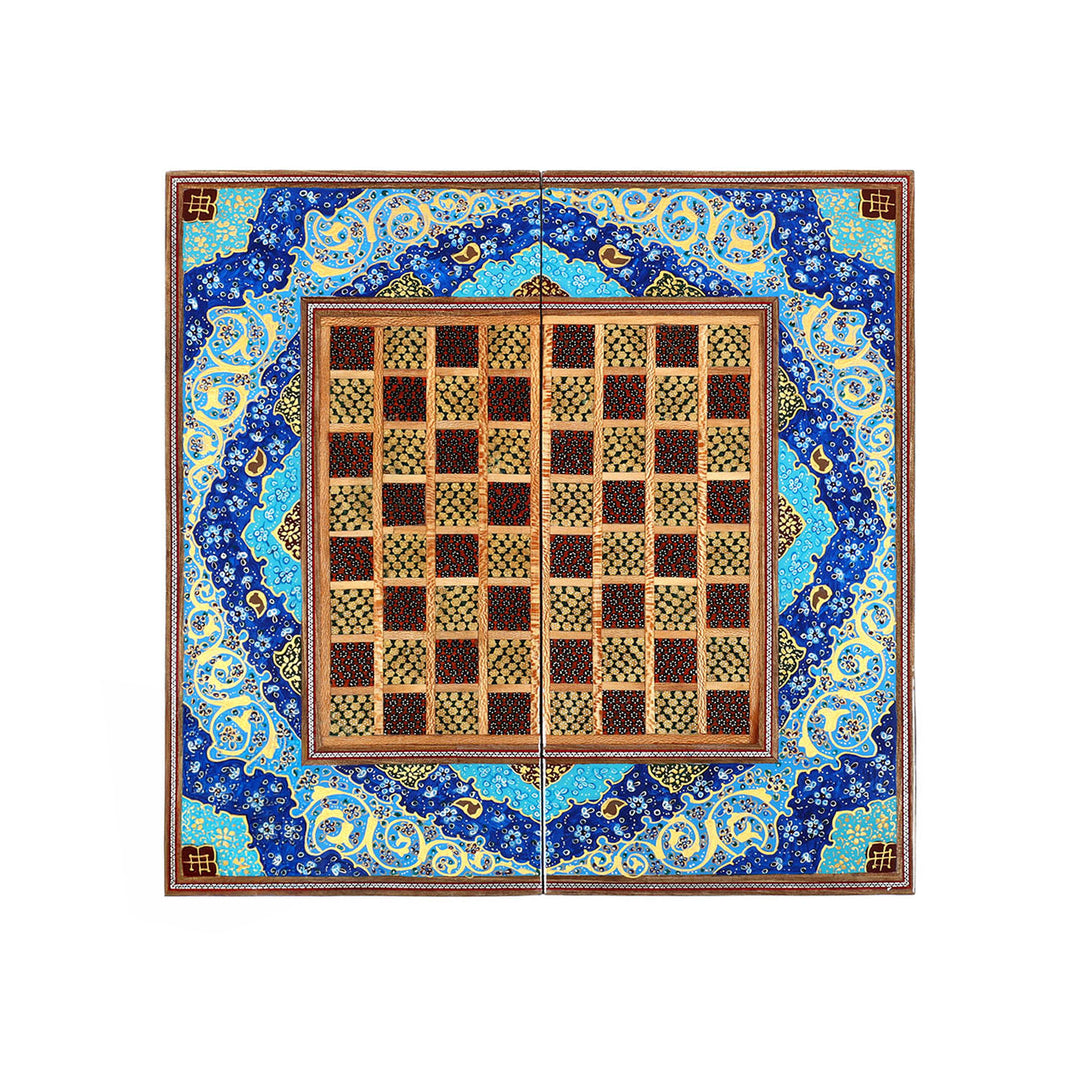 Handcrafted Hatem-Inlaid Wooden Backgammon Set - WAAH142