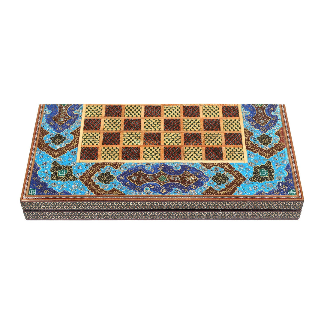 Handcrafted Hatem-Inlaid Wooden Backgammon Set - WAAH143