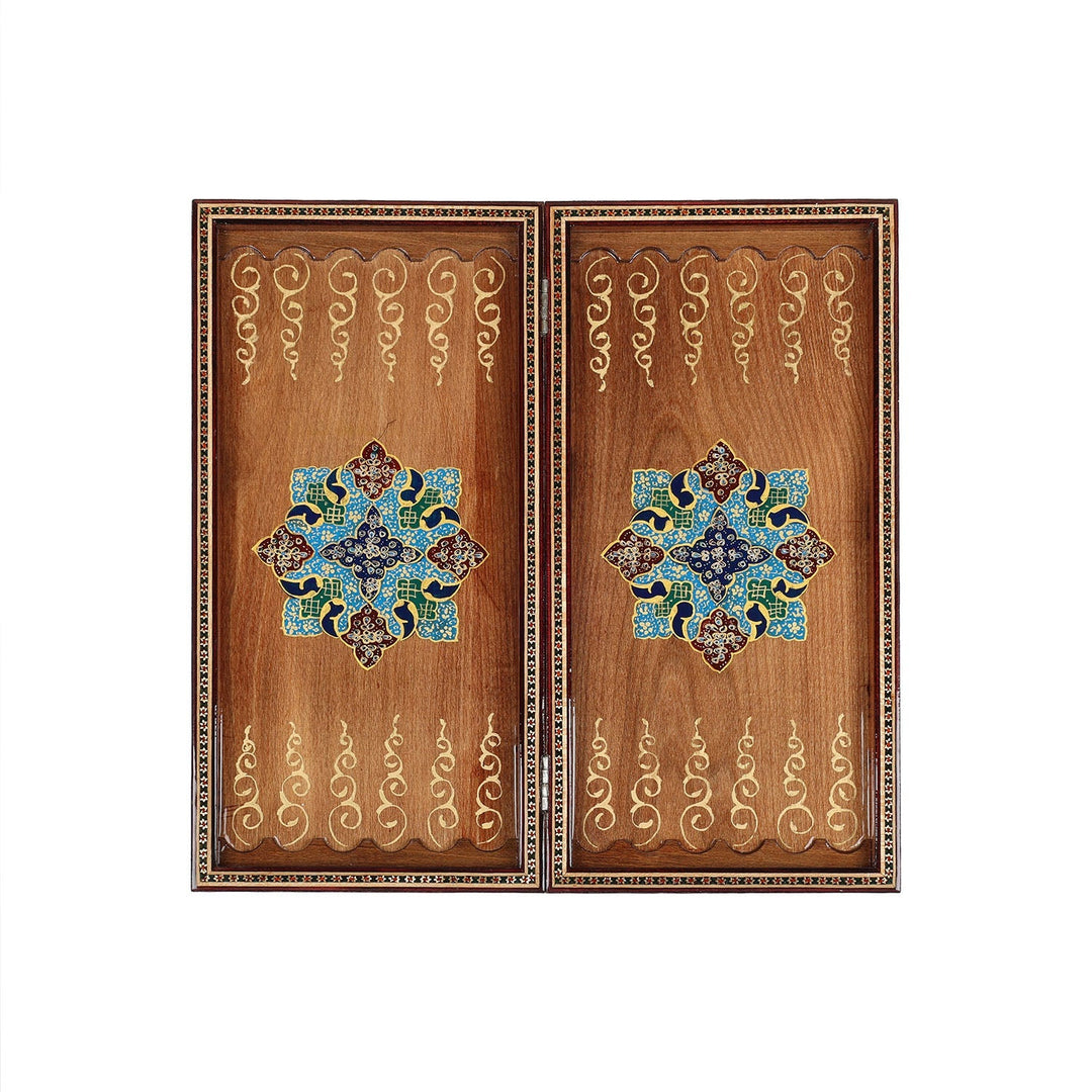 Handcrafted Hatem-Inlaid Wooden Backgammon Set - WAAH143