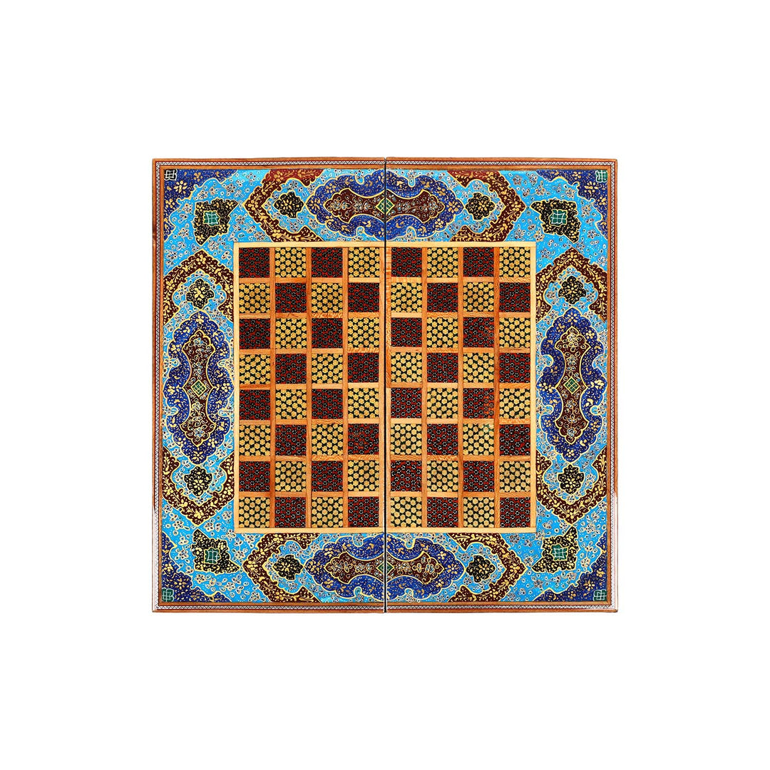 Handcrafted Hatem-Inlaid Wooden Backgammon Set - WAAH143