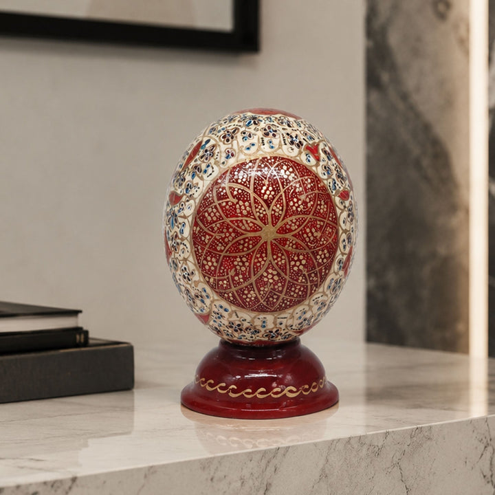 Hand-Embellished Natural Ostrich Egg Ornament – WAAH160