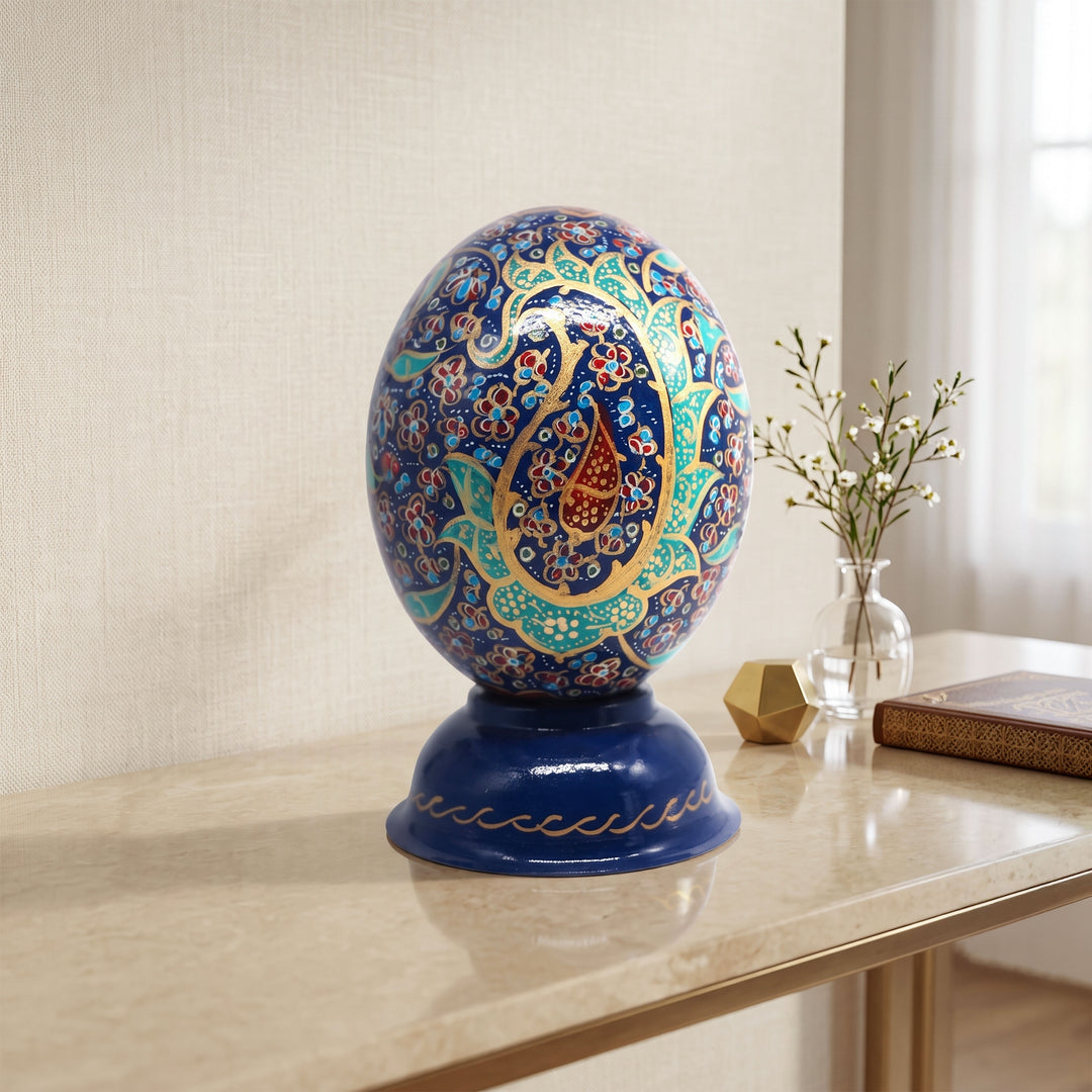 Hand-Embellished Natural Ostrich Egg Ornament – WAAH170