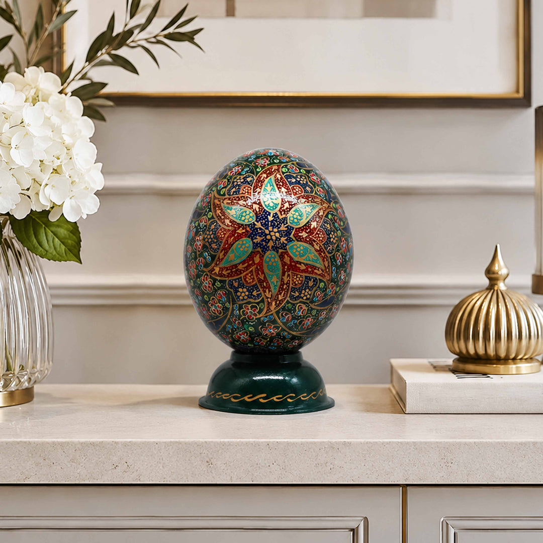 Hand-Embellished Natural Ostrich Egg Ornament – WAAH171