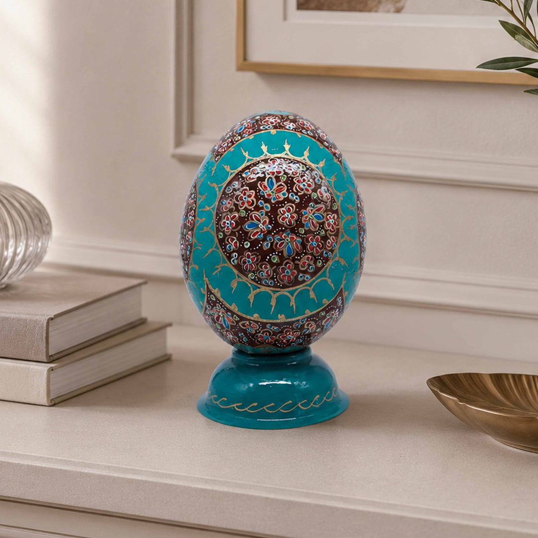 Hand-Embellished Natural Ostrich Egg Ornament – WAAH187
