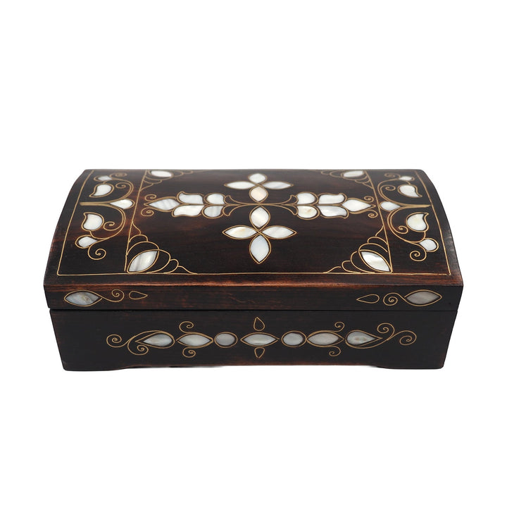 Floral Motif | Handcrafted Mother-of-Pearl &amp; Copper Wire Inlaid Wooden Box – WAAH189