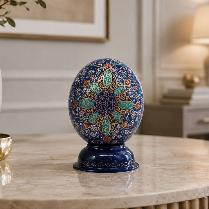 Hand-Embellished Natural Ostrich Egg Ornament – WAAH199