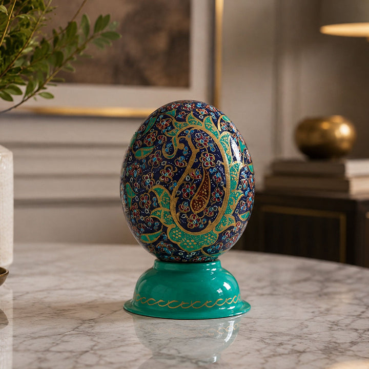 Hand-Embellished Natural Ostrich Egg Ornament – WAAH203