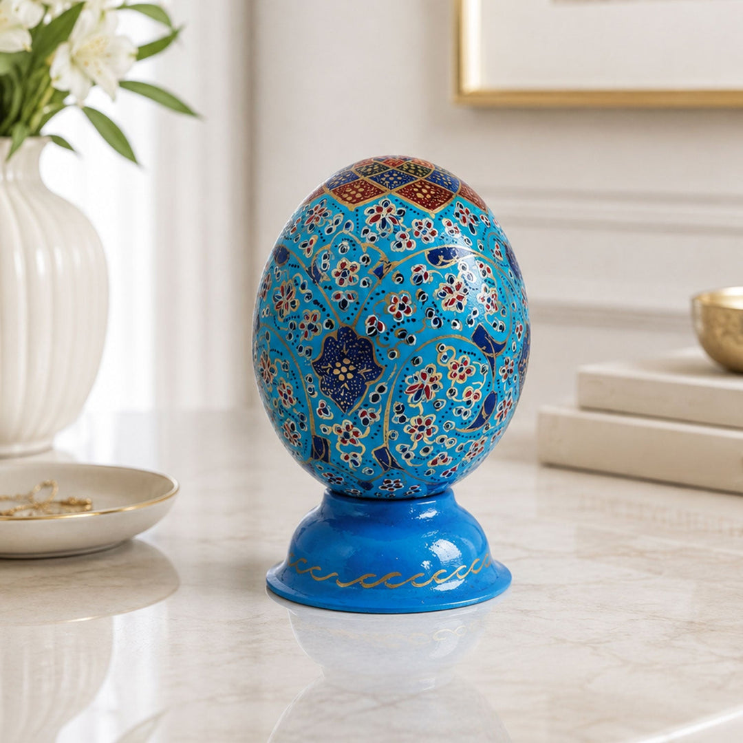Hand-Embellished Natural Ostrich Egg Ornament – WAAH207