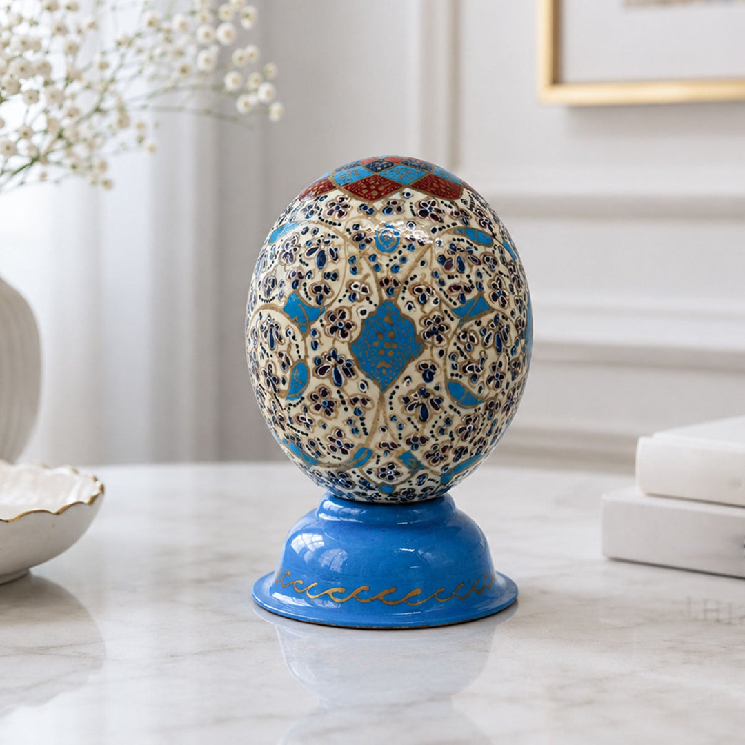 Hand-Embellished Natural Ostrich Egg Ornament – WAAH208