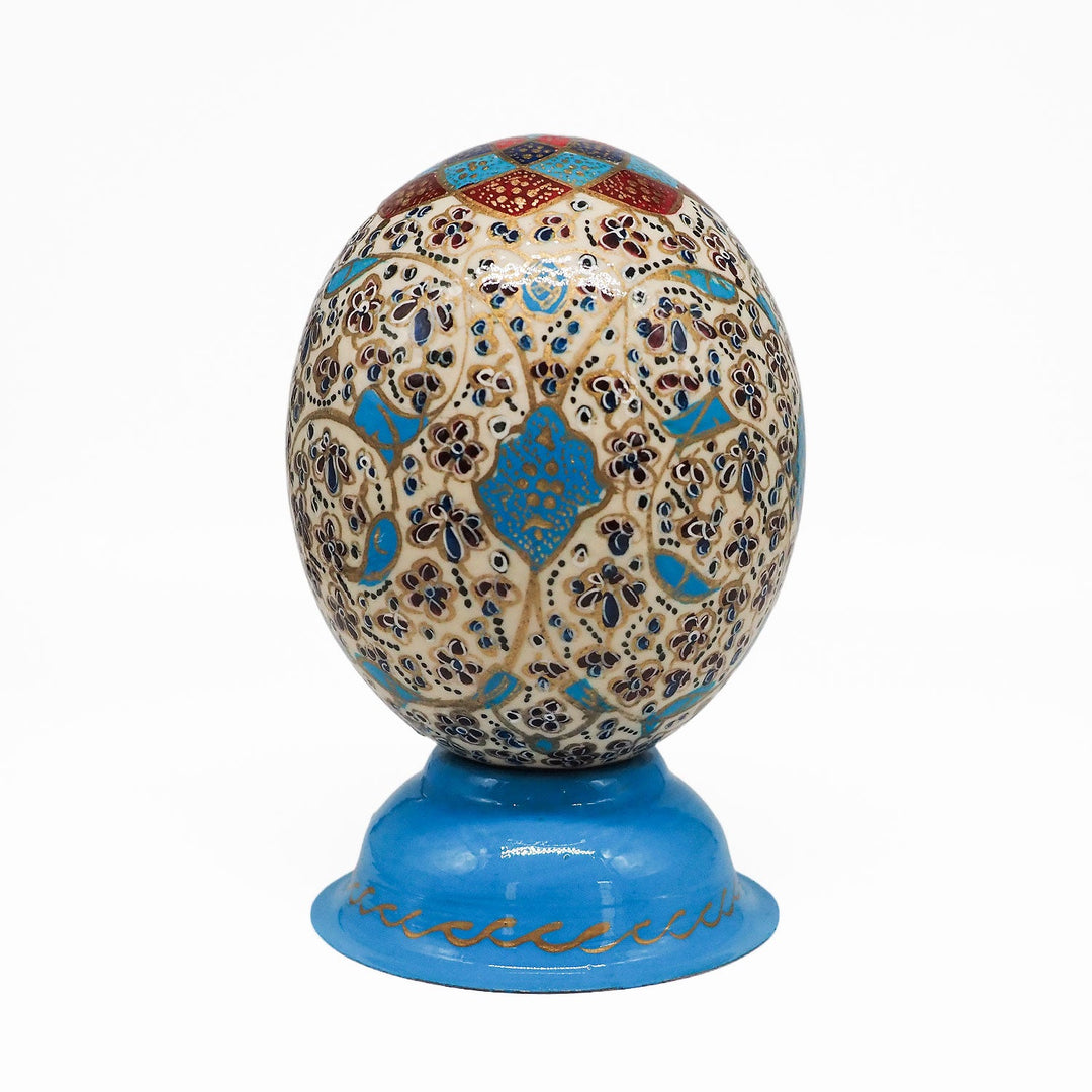 Hand-Embellished Natural Ostrich Egg Ornament – WAAH208