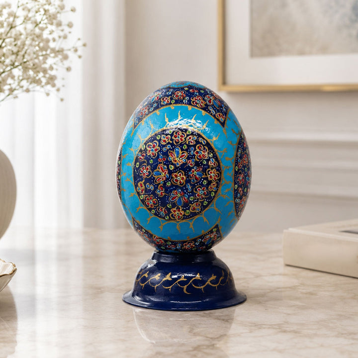 Hand-Embellished Natural Ostrich Egg Ornament – WAAH209