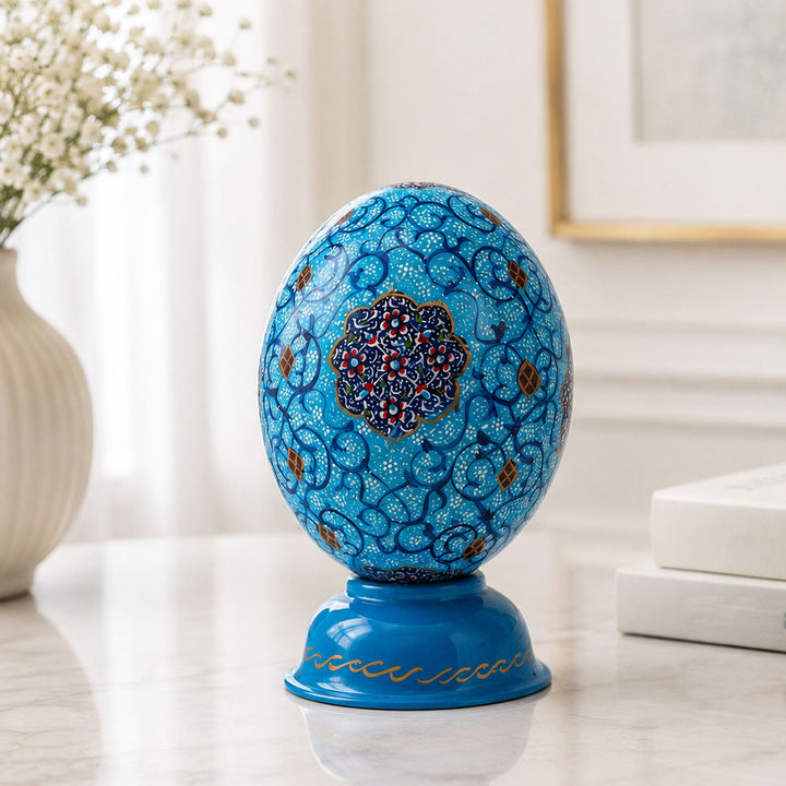 Hand-Embellished Natural Ostrich Egg Ornament – WAAH210