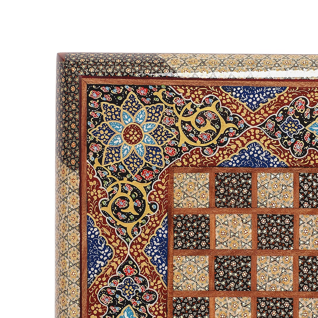 Handcrafted Hatem-Inlaid Wooden Backgammon Set with Carrying Case - WAAH217
