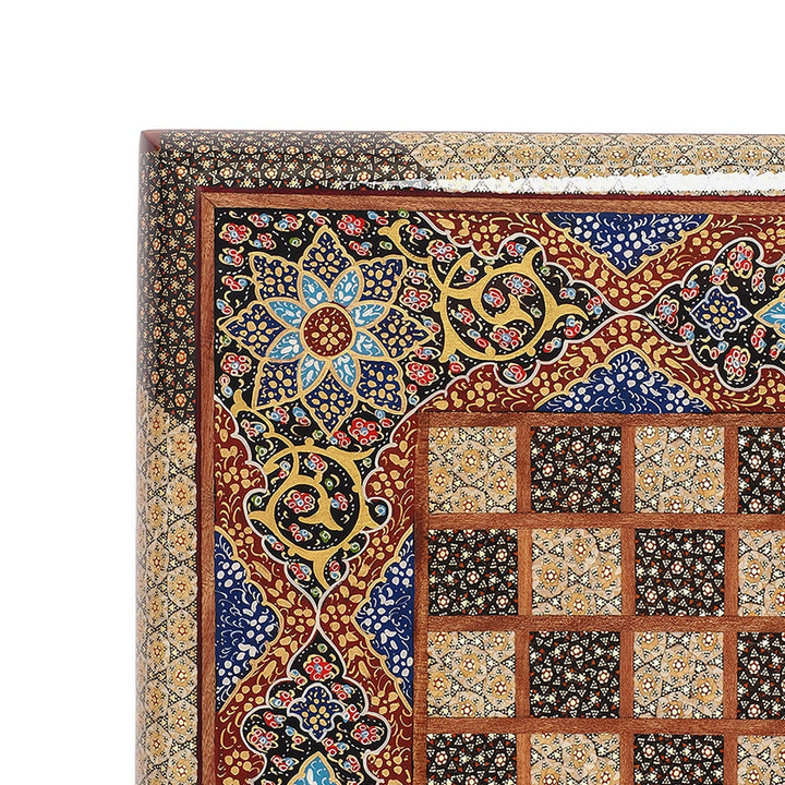 Handcrafted Hatem-Inlaid Wooden Backgammon Set with Carrying Case - WAAH217