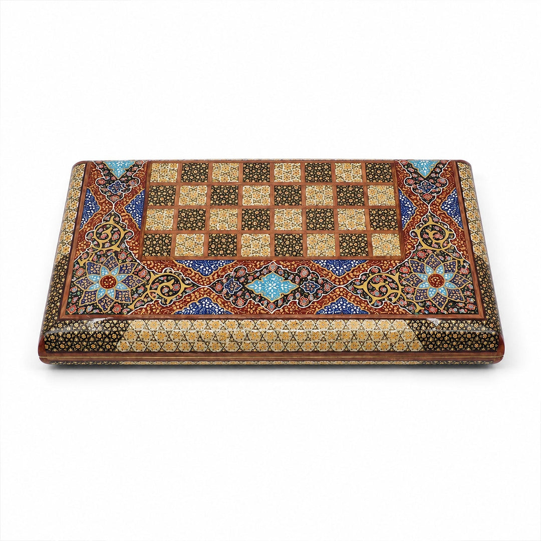 Handcrafted Hatem-Inlaid Wooden Backgammon Set with Carrying Case - WAAH217