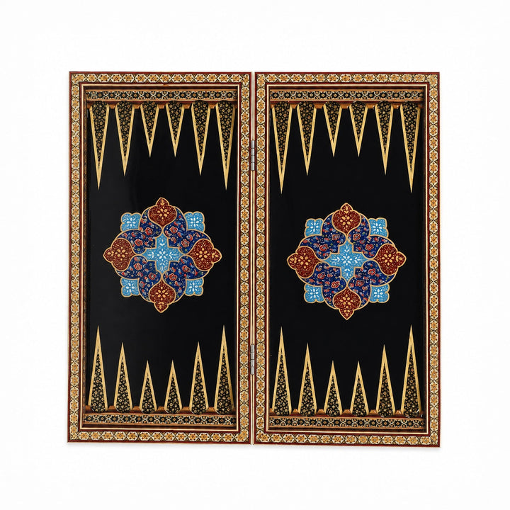 Handcrafted Hatem-Inlaid Wooden Backgammon Set with Carrying Case - WAAH217