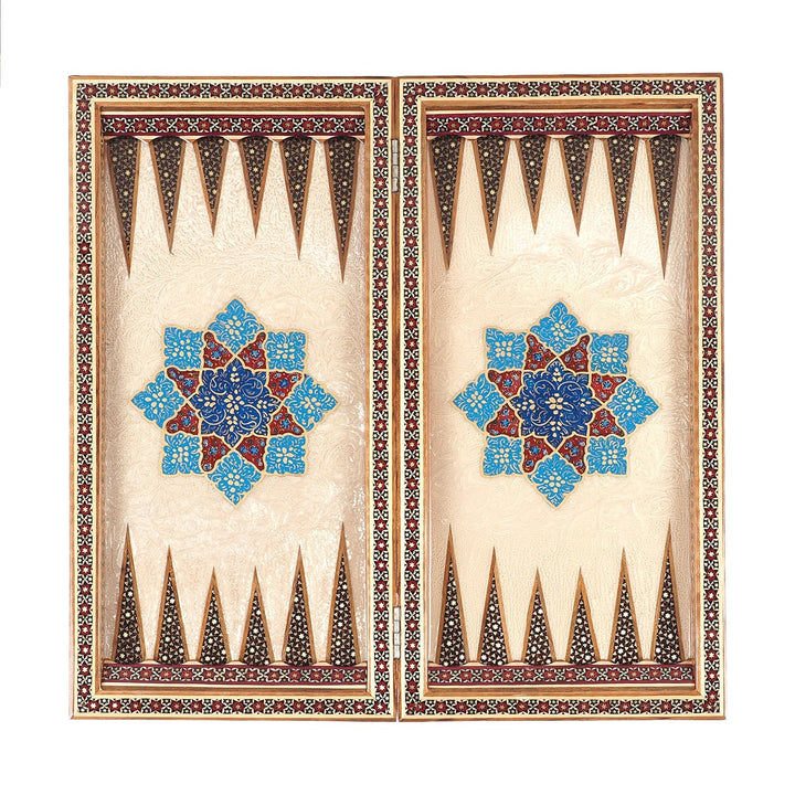 Handcrafted Hatem-Inlaid Wooden Backgammon Set with Carrying Case - WAAH221