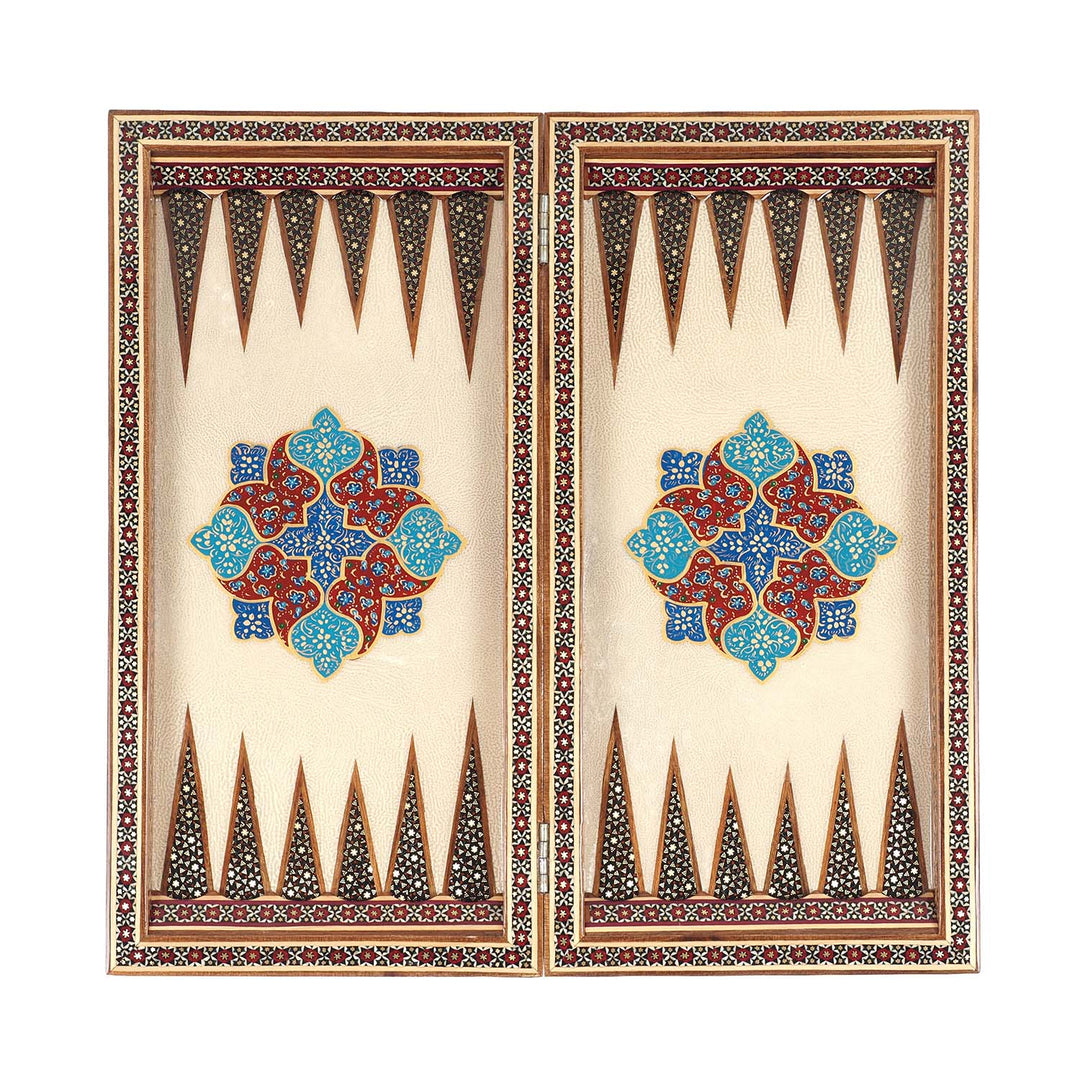 Handcrafted Hatem-Inlaid Wooden Backgammon Set with Carrying Case - WAAH223