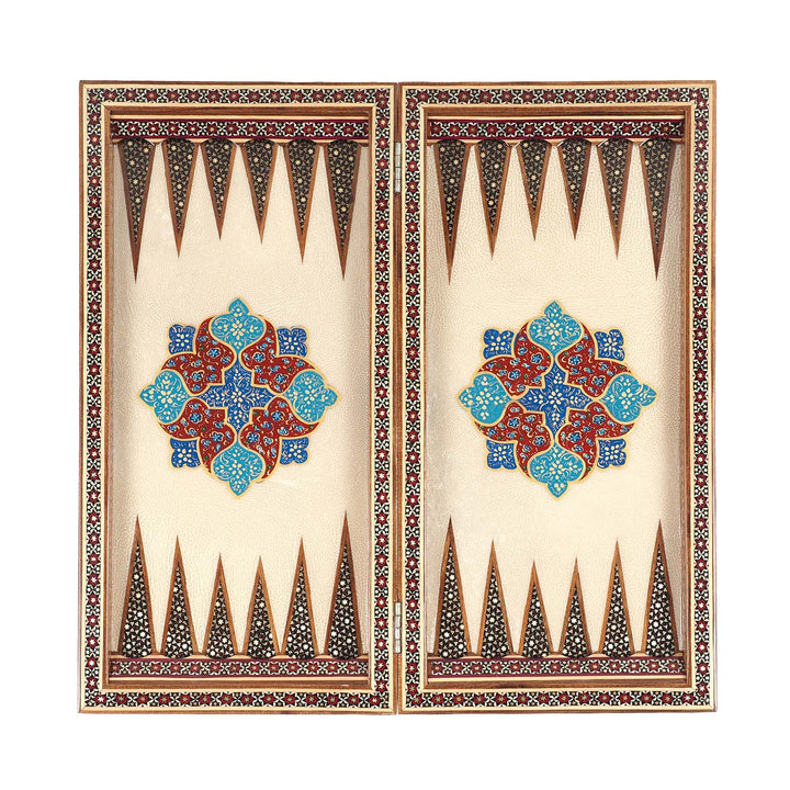 Handcrafted Hatem-Inlaid Wooden Backgammon Set with Carrying Case - WAAH223