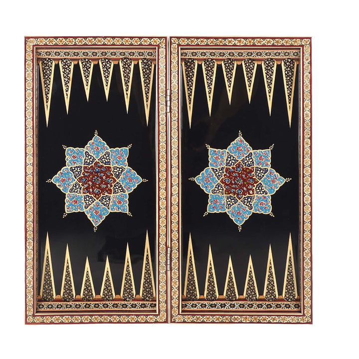 Handcrafted Hatem-Inlaid Wooden Backgammon Set with Carrying Case - WAAH224