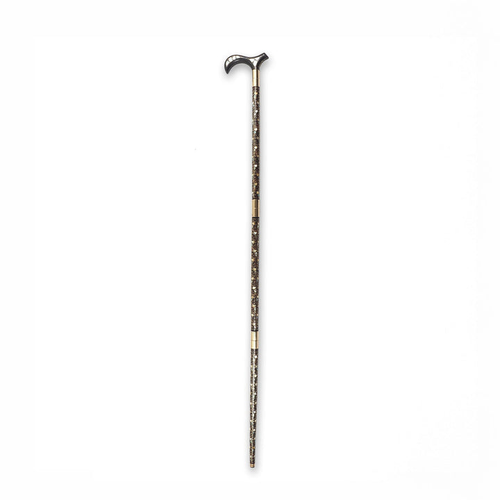 Handcrafted Wooden Walking Cane with Mother-of-Pearl and Copper Wire Inlay, Spherical Handle - WAAH238