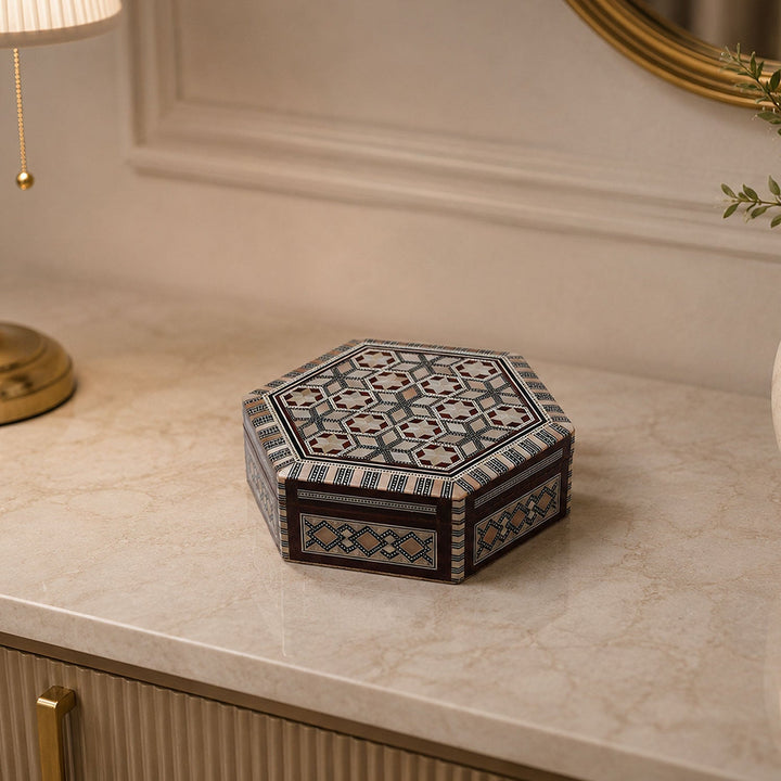 Handcrafted Mother-of-Pearl Inlaid Wooden Box - WAAH243