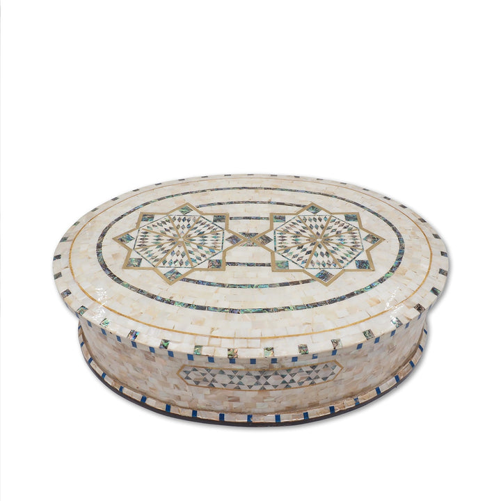 Handcrafted  Mother-of-Pearl Mosaic and Abalone Inlaid Wooden Box - WAAH246