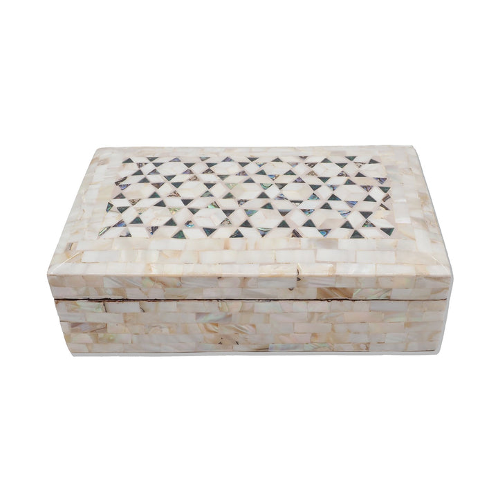 Handcrafted  Mother-of-Pearl Mosaic and Abalone Inlaid Wooden Box - WAAH249