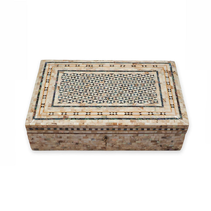 Handcrafted  Mother-of-Pearl Mosaic and Abalone Inlaid Wooden Box - WAAH250