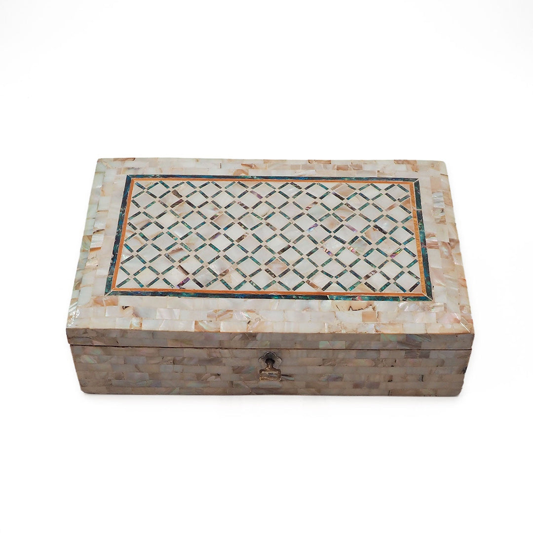 Handcrafted  Mother-of-Pearl Mosaic and Abalone Inlaid Wooden Box - WAAH251