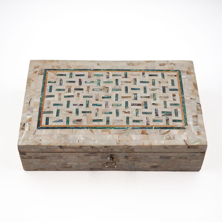 Handcrafted  Mother-of-Pearl Mosaic and Abalone Inlaid Wooden Box - WAAH252