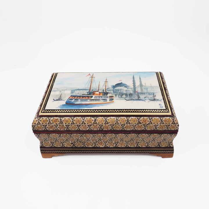 Handcrafted Hatem-Inlaid Wooden Box - WAAH257