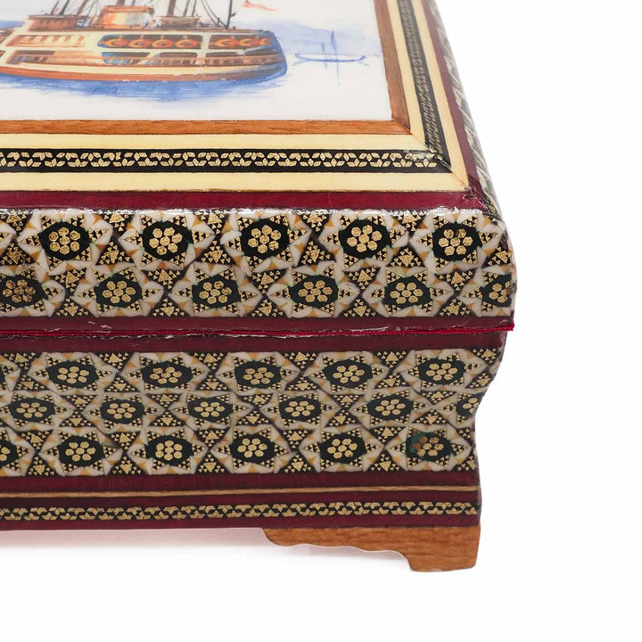 Handcrafted Hatem-Inlaid Wooden Box - WAAH259
