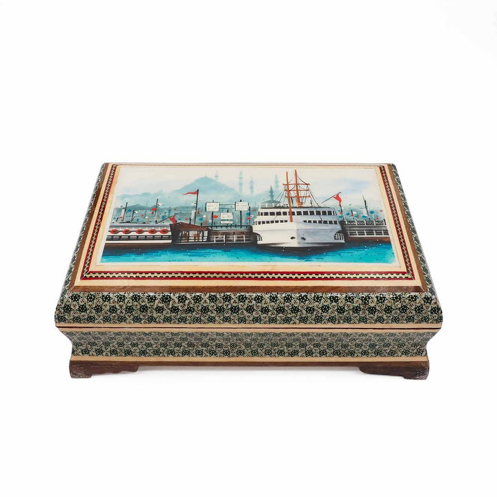 Handcrafted Hatem-Inlaid Wooden Box - WAAH264