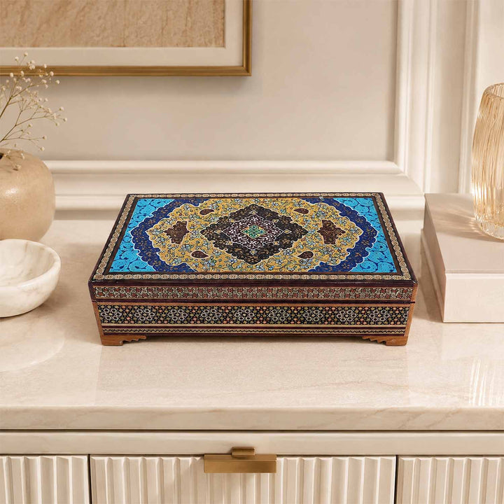 Handcrafted Hatem-Inlaid Wooden Box - WAAH266