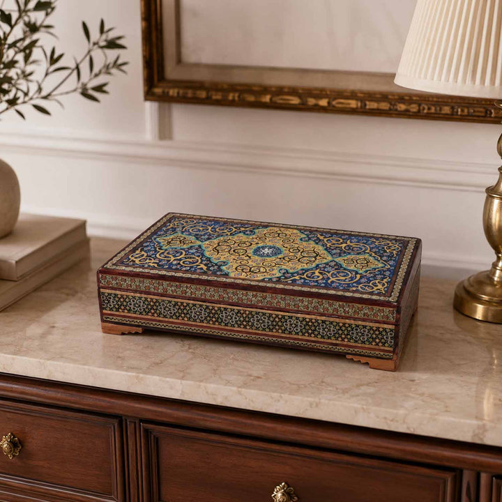 Handcrafted Hatem-Inlaid Wooden Box - WAAH267