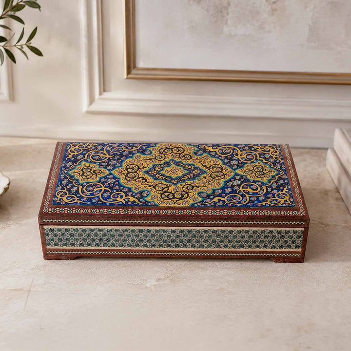 Handcrafted Hatem-Inlaid Wooden Box - WAAH269