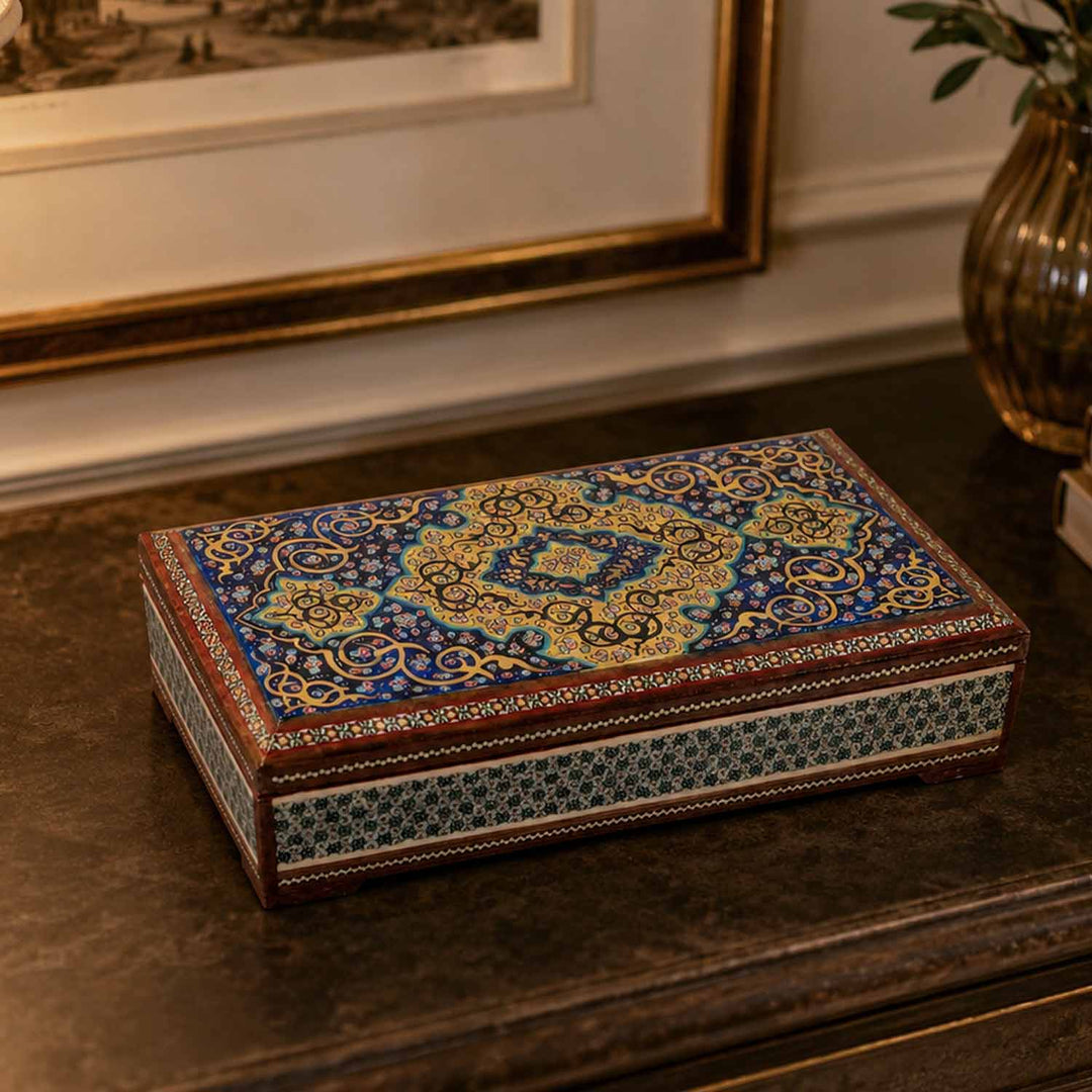 Handcrafted Hatem-Inlaid Wooden Box - WAAH269