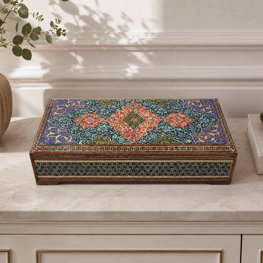 Handcrafted Hatem-Inlaid Wooden Box - WAAH272