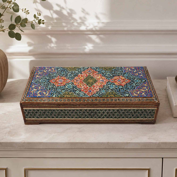 Handcrafted Hatem-Inlaid Wooden Box - WAAH272